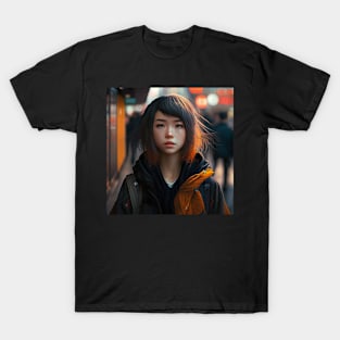 Japanese Girl Portrait Winter T-Shirt